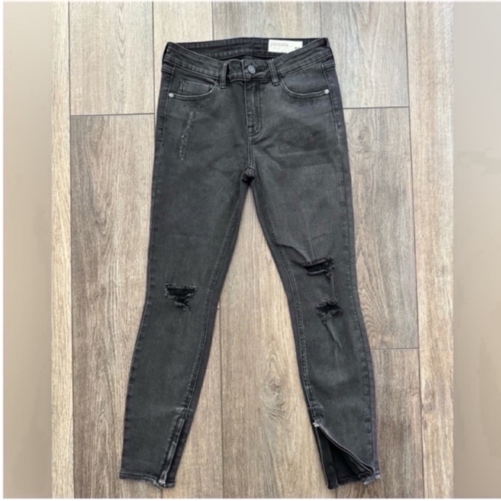NWOT Pistola Black Distressed Skinny Mid Rise  Jeans Size 27